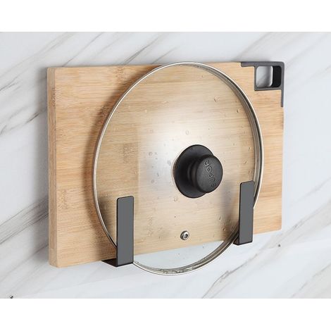 Porte-Tout de Cuisine en Aluminium/Acier Inoxydable Sans Perçage - 10CM - Porte-couvercles/Porte-planches à découper - Noir (Ustensiles non Inclus) (1/5)