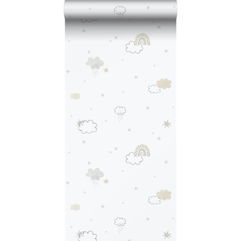 papier peint petits nuages gris, beige et blanc - Sanders & Sanders (1/5)