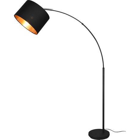 Bolivia Piantana Metallo Nero Ad Arco Con Paralume Nero E Oro H. 171Cm (1/5)