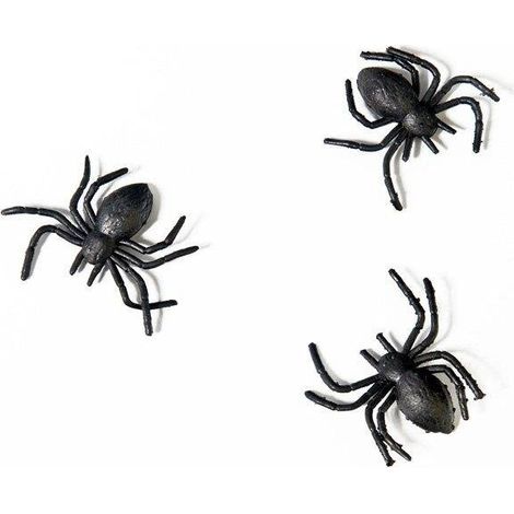 Araignées en plastique, noires (1 paquet / 10 pièces)