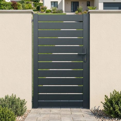 Portillon en aluminium ajouré H 1m60 x P 1m Gris 7016 (1/5)