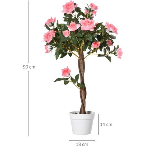 Faux rosiers 90 cm, plantes artificielles en pot imitation réaliste, pour salon chambre bureau, idée cadeau (1/5)