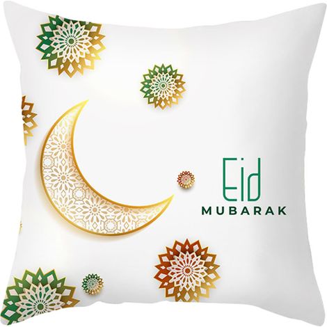 Housse de coussin en velours peau de pêche Golden Moon à imprimé ethnique (1/2)