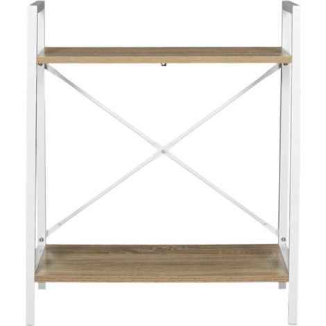 Étagère Déco 2 Niveaux "Bois & Métal" 70cm Blanc (1/3)