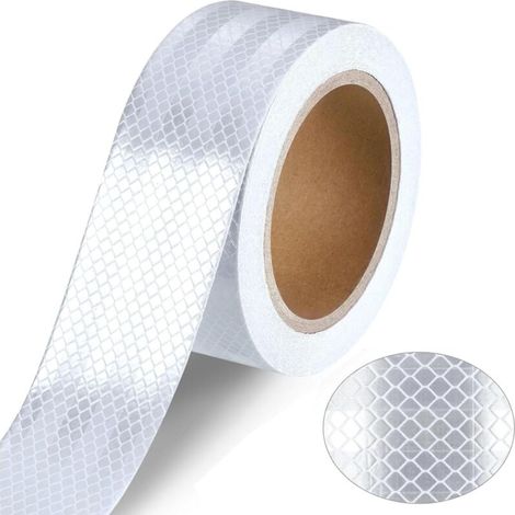 Bande Réfléchissante 15m x 5cm, Bande Réfléchissante Autocollante, Bande Réfléchissante, Film Réfléchissant, pour Vélos, Véhicules, Voitures, Grande Réflexion, Blanc