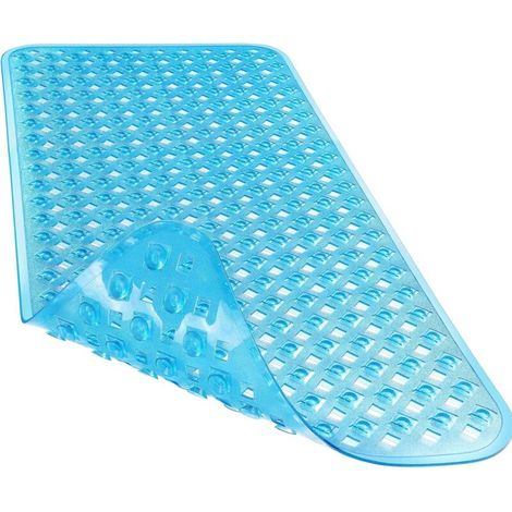 Rutschfeste Badematte, 87,6 cm x 39,4 cm (extra lang), transparent blau. (1/4)