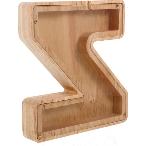 Bois et Plastique Tirelire Beige, Grosse Capacité, Lettre (1/5)