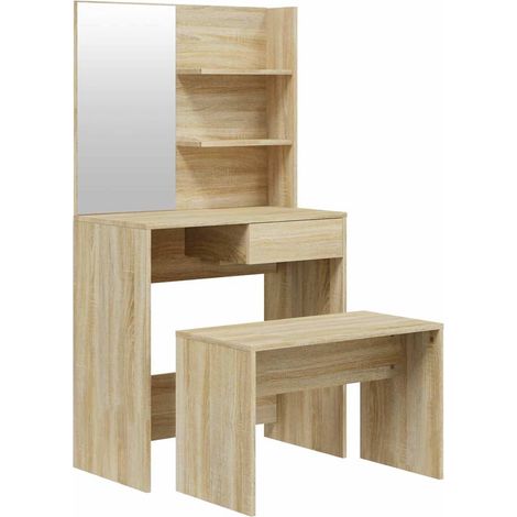 Maison Exclusive - Set Tavolo da Toeletta Rovere Sonoma 74,5x40x141 cm (1/5)