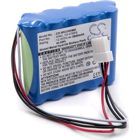 vhbw Akku kompatibel mit Nihon Kohden BSM-2353K, BSM-2351K, BSM-2353C, BSM-2351A, BSM-2351C Medizintechnik (3800 mAh, 12 V, NiMH)