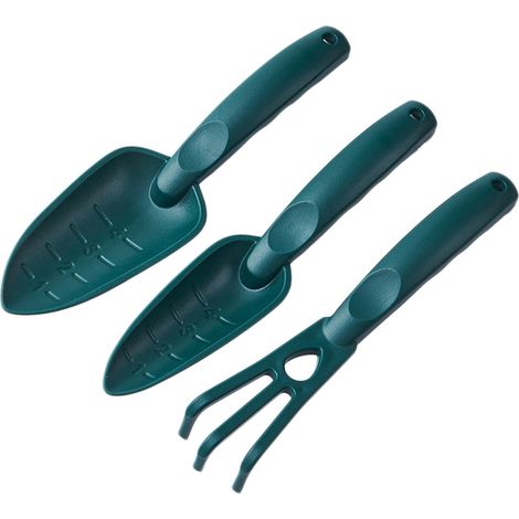 Set De 3 Outils De Jardinage - Pelle Râteau Houe Mini - Pour Sol Fleur Potager - En ABS - Bleu - Lot De 1 (1/5)