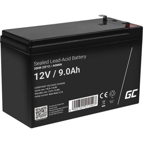 GreenCell® Rechargeable Batterie AGM 12V 9Ah accumulateur au Gel Plomb Cycles sans Entretien VRLA Battery étanche (1/4)