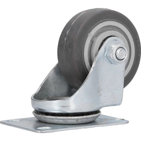 Roue pivotante industrielle silencieuse 360° double roulement TPR caoutchouc équipement gris 75mm (1/5)