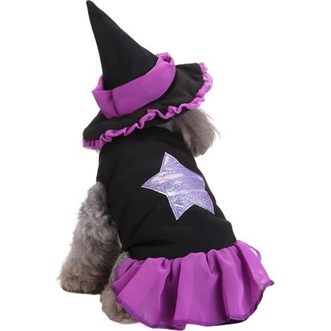 Halloween-Hundezaubererkostüm – lustiges klassisches Kostüm – Zauberer-Cosplay-Kostüm – Rollenspielkostüm-Set für kleine und mittelgroße Tiere (schwarz) (1/5)