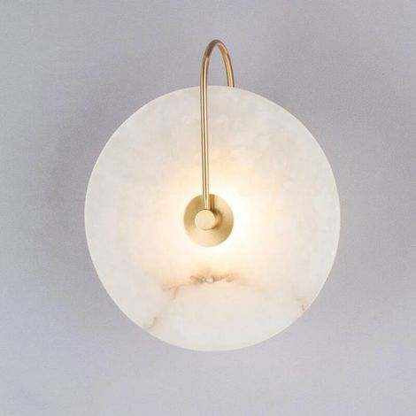 Simple LED wall light decoration in natural Spanish marble - 16cm gold (1/5)