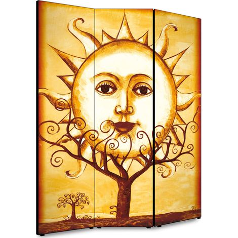 Lupia - Separe' per interni, Divisorio 135,6 x H 176 x P 3,1 cm SUN paravento 3 Ante in legno con Tele stampate fronte retro Soggetto unico (1/4)