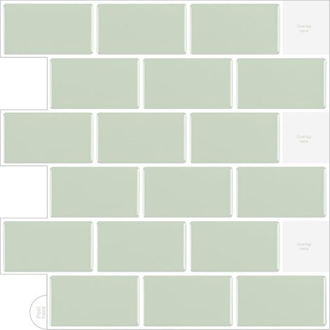 Lot de 10 autocollants 3D pour carrelage de cuisine et salle de bain - Vert - 30,5 x 30,5 cm (1/5)