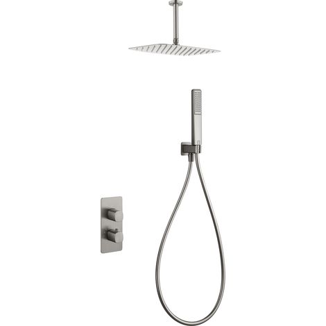 Conjunto ducha termostático empotrado Arezzo níquel cepillado [ IMEX® ] (1/4)