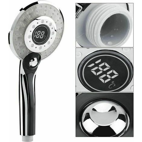 Pommeau de douche LED, 3 couleurs Pommeau de douche LED Contrle de la temprature Douchette avec affichage numrique de la temprature conomie d'eau 3 modes de douche