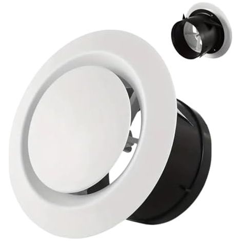 Grille de ventilation ronde réglable blanche de 100 mm avec couvercle de ventilation pour plafond ou mur réglable pour ventilateur d'extraction et ventilateur de conduit salle de bain cuisine (1/5)