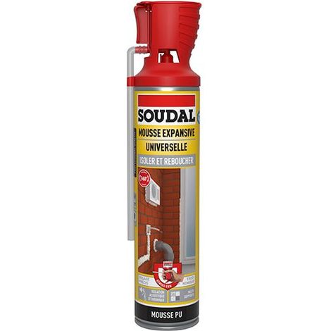 Soudal – Mousse polyuréthane expansive 500ml – Excellente isolation thermique et acoustique – Résiste à l'eau et aux moisissures – Application facile (1/2)