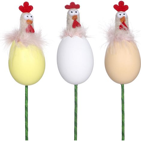 (3-teiliges Set) 3 Osterdekorationen, niedliche Ostereier in Hasenform, Dekorationen für DIY-Blumensträuße (weiß + gelb + braun) (1/2)