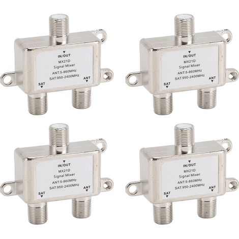 Répartiteur de câble coaxial MX21D (4 pièces) 5 à 2400 MHz compatible RG6, répartiteur TV 2 voies pour Internet par satellite (1/5)