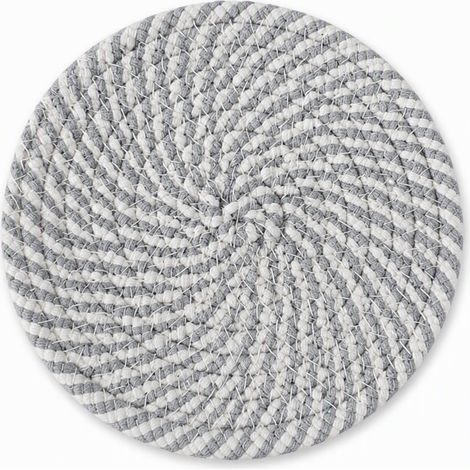 dessous-de-plat isolant gris dim. 18.0 x 18.0 x 1.0 cm en coton