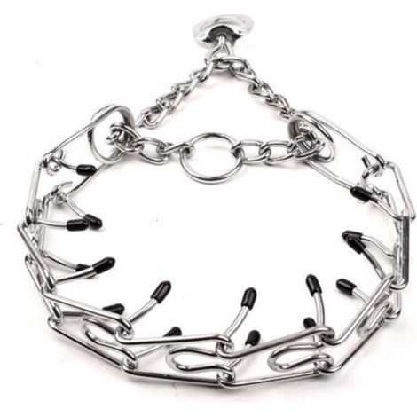 Collier de dressage pour chien : Chaîne métallique réglable avec embouts en caoutchouc, durable et efficace. (1/5)