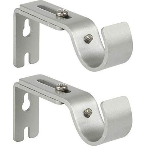 Lot de 2 supports de tringle à rideaux réglables, support simple robuste pour tringle à rideaux de 25 mm de diamètre, argenté (1/5)