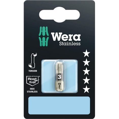 Embout de vissage inox empreinte Pozidriv® 3855/1 TS PZ 3 x 25 mm en blister - WERA (1/5)