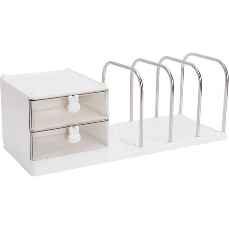 Serre-livres avec boîte rangement bureau polyvalente étagère bureau maison télétravail fournitures scolaires blanc (1/5)