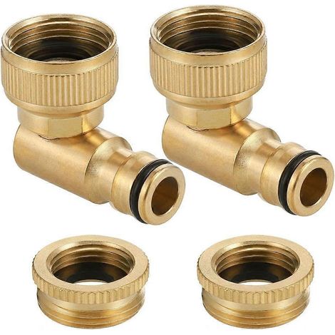 Lot de 2 raccords coudés en laiton pour tuyau d'arrosage, adaptateurs de robinet rotatifs à 90 degrés pour jardin. (1/4)