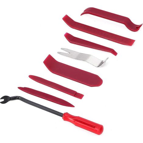 Kit de démontage de garnitures intérieures (8 pièces) : outil de démontage, levier pour tableau de bord et zone de commande centrale (1/4)