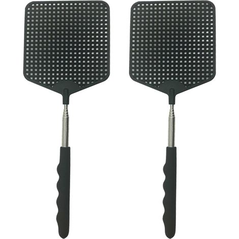 Matamoscas de 2 piezas, acero inoxidable, extensible de 28,5 a 77,5 cm, plástico PP, para uso en interiores y exteriores. (1/3)