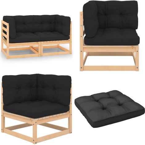 Canapés d'angle de jardin avec coussins 2 pcs Pin massif - Canape De Jardin - Canapé D'angle - Mobilier De Jardin - Salon De Jardin - Ameublement Exterieur - Home & Living (1/5)