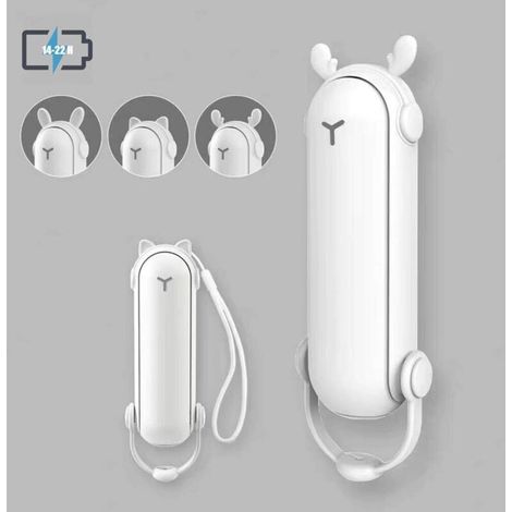 Mini USB Ventilateur à Main, Ventilateur USB Rechargeable avec 2 Vitesses Réglable, Portable Ventilateur Mini Fan de Bureau, Compris Un Morceau d'aromathérapie (Mini Taille, Blanc)-Fei Yu (1/5)