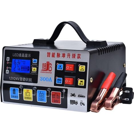 Charur de batterie de voiture universel 12V 24V, charur de batterie automatique intellint de réparation d'impulsion en cuivre pur (1/5)