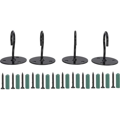 4er-Pack robuste Metall-Deckenhaken, Wandhaken zum Aufhängen von Laternen, Blumentöpfen, Windspielen, Innen- und Gartendekoration und (schwarz) (1/5)