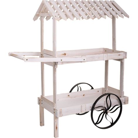 Carro expositor de madera blanco 119x68x138