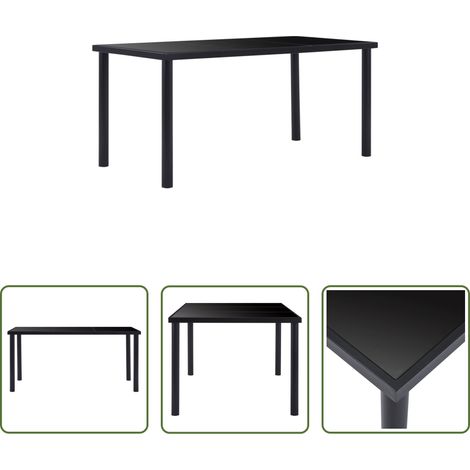Esstisch aus Hartglas -  Esstisch Schwarz 160 x 80 x 75 cm Hartglas (1/5)
