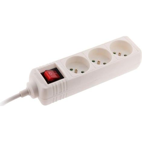 3-fach Steckdosenleiste, 16 A, 2-polig + E, mit Schalter, 2 m Kabel – Weiß (1/5)