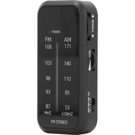 Radio de poche mini AM/FM stéréo, portable, alimentée par piles AAA, avec écouteurs pour une utilisation intérieure et extérieure en cas d'urgence. (1/5)