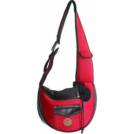 Sac à dos pour animaux de compagnie sac pour chat sac pour animaux de compagnie sac de voyage à bandoulière respirant sac à dos pour chien gris rouge (1/5)