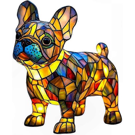 Lampe de table en verre teinté, veilleuse artistique sur le thème du chien, décoration lumineuse pour intérieur, design original pour maison (1/5)