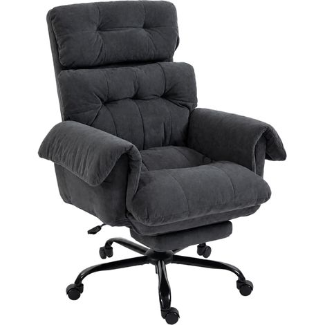 Chaise de bureau avec dossier réglable, fauteuil rembourré à roulettes, fauteuil rembourré, réglable en hauteur, acier, gris foncé (1/5)