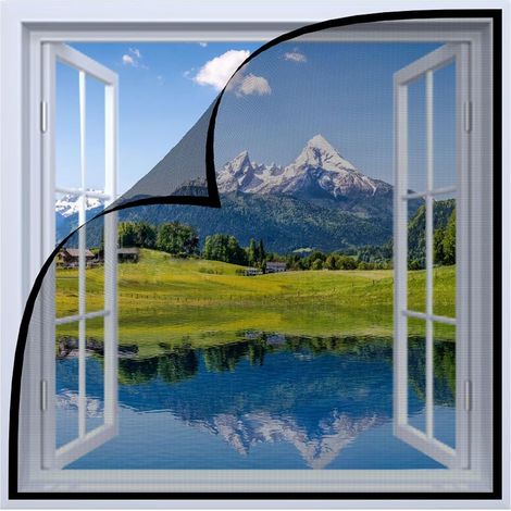 Moustiquaire Fenetre,135x140cm Moustiquaire Moustiquaire sur Mesure de Fenetre pour Couloirs,Pour Fenêtres Patio Balcon,Noir
