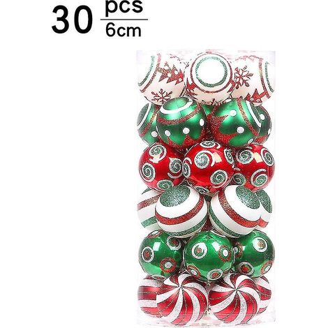Boules de Noël en plastique incassable, rouges et vertes, 30 x 60 mm (1/5)