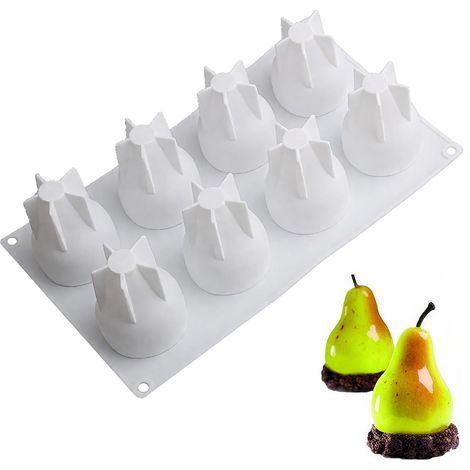 Moule De Gâteau en Silicone 3D Pear, Poire Mousse, à Bricolage, pour Pudding, Gâteau, Savon, Chocolat (Blanc) - (1/5)