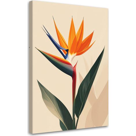 Quadro su tela, Fiore esotico di strelitzia in stile minimalista. - 40x60 (1/2)