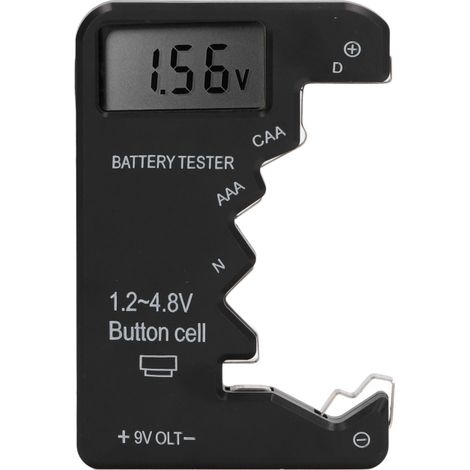 Comprobador de capacidad de baterías con pantalla digital para baterías AA, AAA, 6F22, 9V y 1.5V (negro) (1/5)